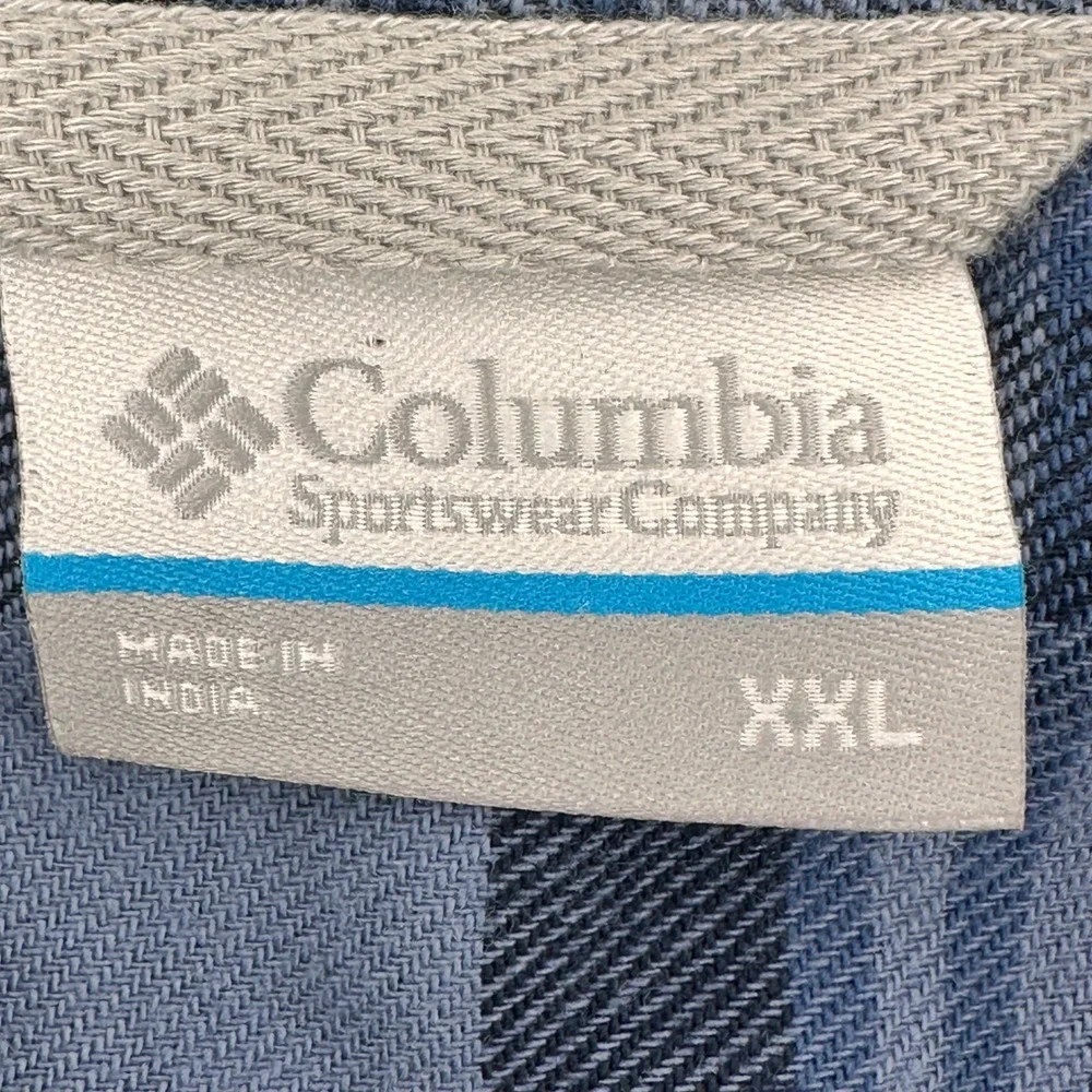 Columbia Mens XXL Shirt Cornell Woods Flannel Long Slv Blue Plaid Button Dwn NEW